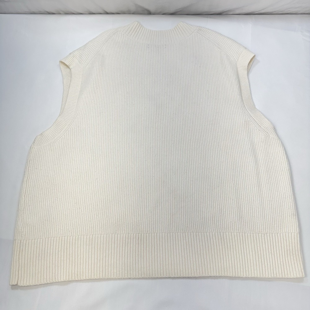 Banana Republic Sweater Vest XL / XXL Ivory Cotton Wool Blend Ribbed Sleeveless - Picture 6 of 10